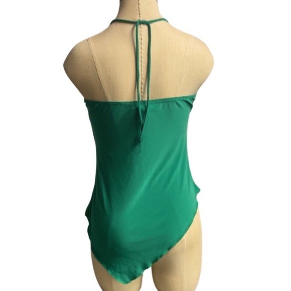 COPY - UVA GREEN BLING HALTER TOP SIZE MEDIUM ASYMMETRICAL - Picture 4 of 7